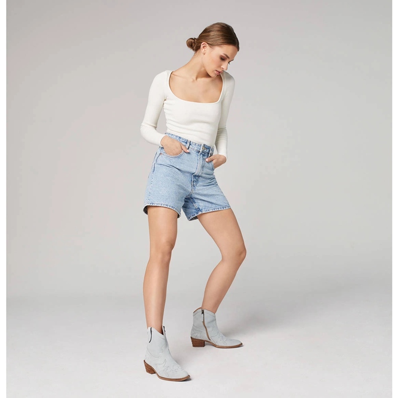 Marco Shoes Botas cowboy de camurça com costura decorativa 2188B-1281-045-1 azul cinza 1