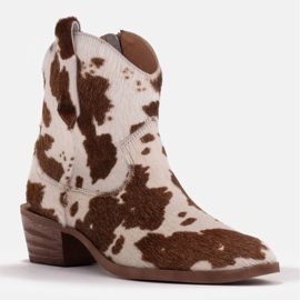 Marco Shoes Botas de cowboy de couro natural com cabelo 2226B-1282-1 bege marrom 1