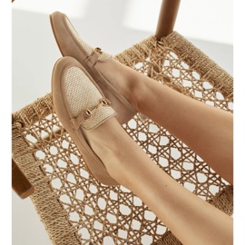 Marco Shoes Mocassins com ornamentos dourados bege 2