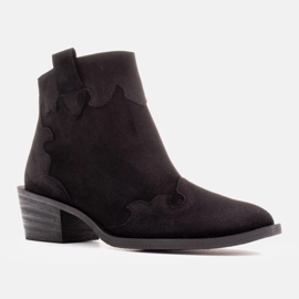 Marco Shoes Botas elegantes de couro com salto baixo preto 1