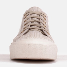 Marco Shoes Tênis de tecido com fio dourado bege 1