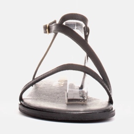 Marco Shoes Sandálias de couro com fundo plano preto 2