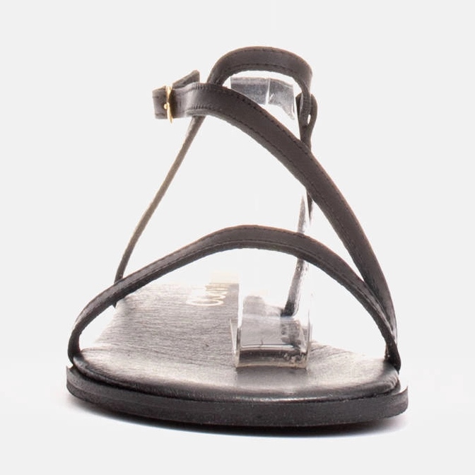 Marco Shoes Sandálias de couro com fundo plano preto 2