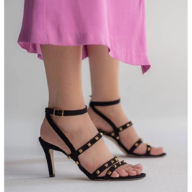 Marco Shoes Sandália de camurça preta com tachas decorativas preto 1