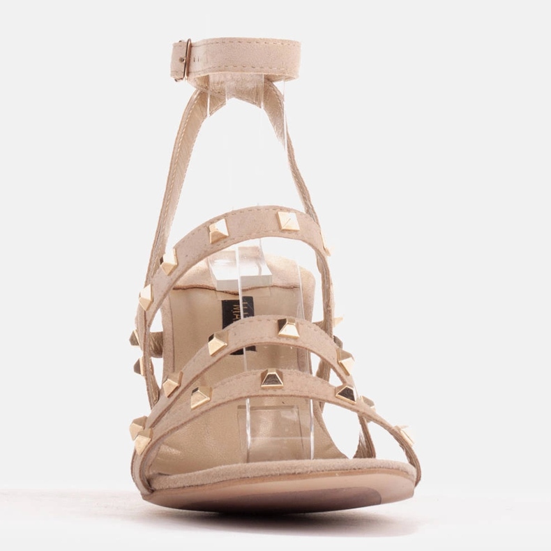 Marco Shoes Sandálias de camurça com tachas decorativas bege 2