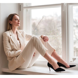 Marco Shoes Stilettos sutis feitos de camurça natural preto 2