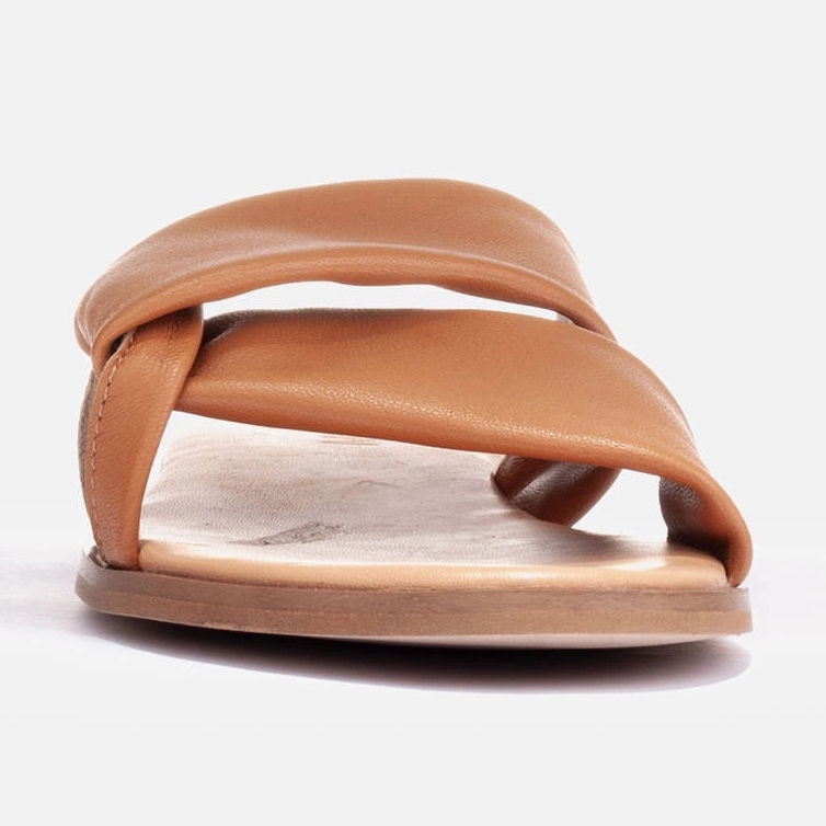 Marco Shoes Chinelos de couro com fundo plano castanho 1