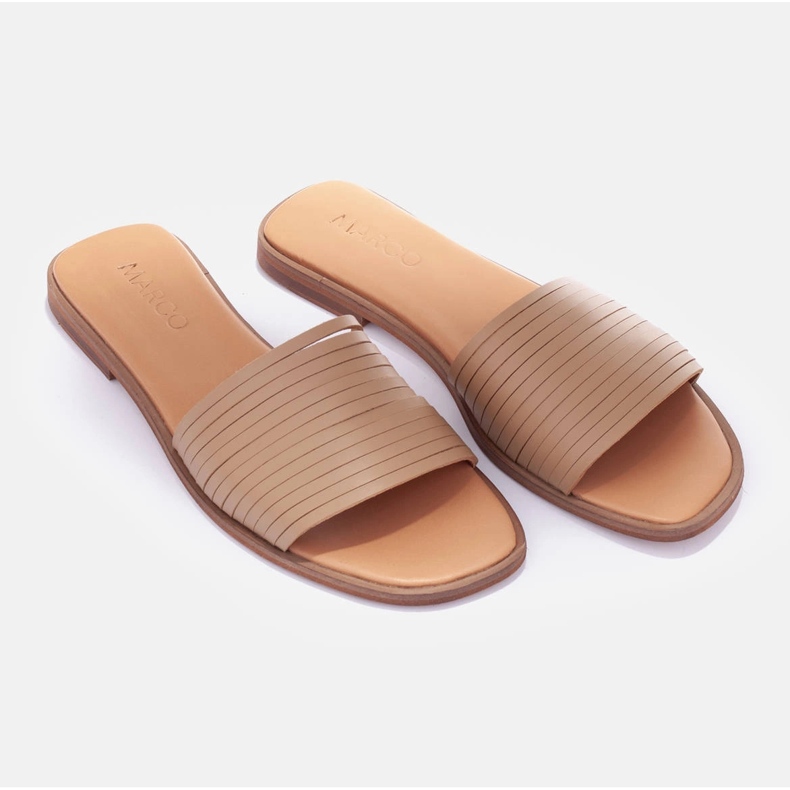Marco Shoes Chinelos de couro bege 1