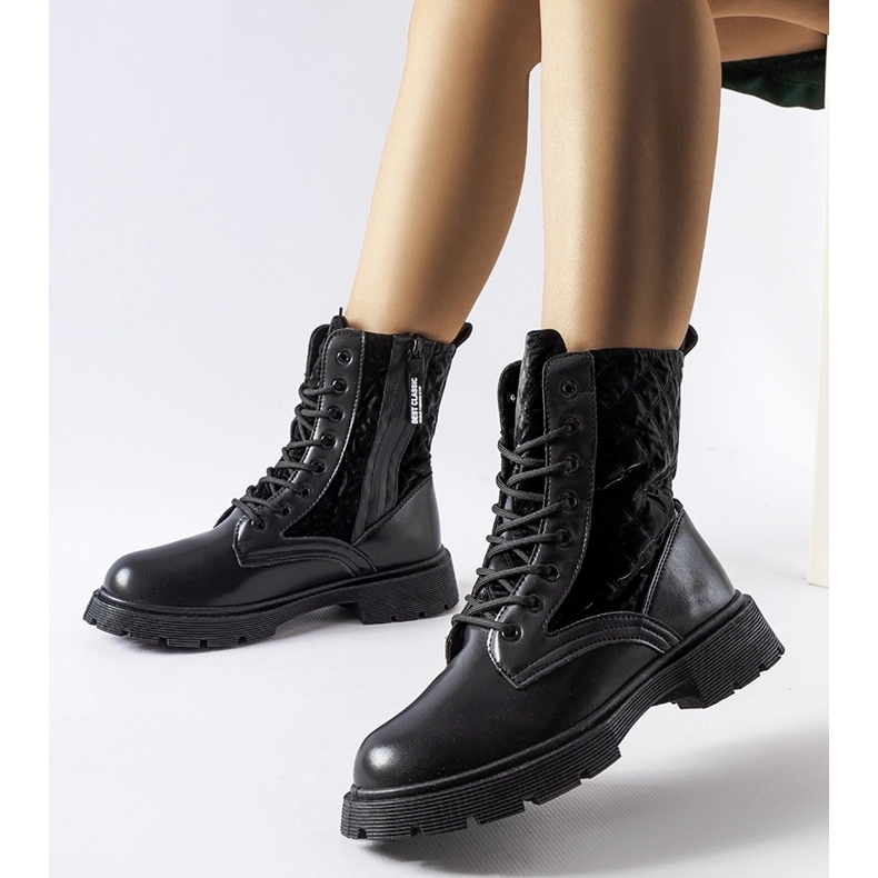 Botas pretas decoradas com acolchoado Jalbert preto 1