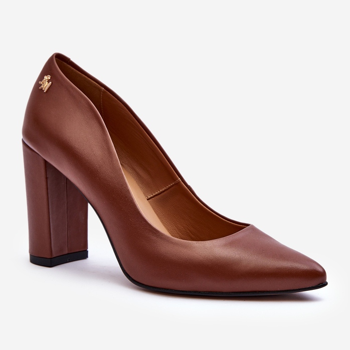 Sapatos de couro com salto alto Laura Messi 2624/237 Marrom 1