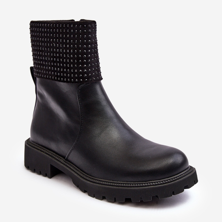 WJ2 Botas rasas femininas com decoração, Zanidite preta preto 1 WJ2 Botas rasas femininas com decoração, Zanidite preta preto 1