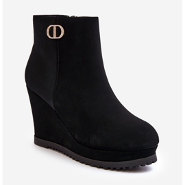 WJ2 Botins femininos de cunha com decoração pequena, Bertolina Preto 1