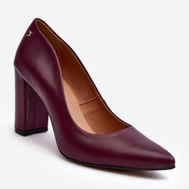 Sapatos de couro com salto alto Laura Messi 2624/228 Borgonha vermelho 1