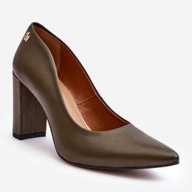 Sapatos de couro com salto alto Laura Messi 2624/227 Verde escuro 1