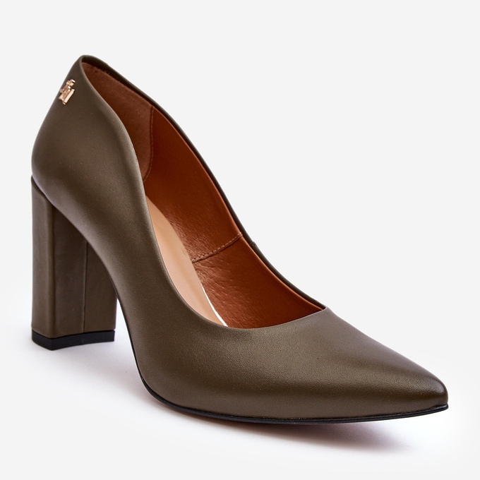 Sapatos de couro com salto alto Laura Messi 2624/227 Verde escuro 1