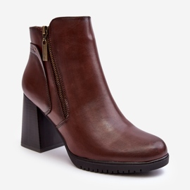 Sergio Leone Botins femininos de salto alto com zíper, marrom Ryelle 1