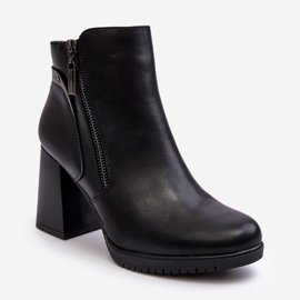 Sergio Leone Botins femininos de salto alto com zíper preto Ryelle preto 1