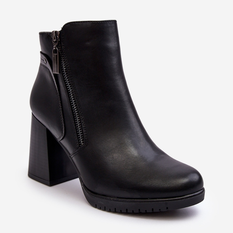 Sergio Leone Botins femininos de salto alto com zíper preto Ryelle preto 1