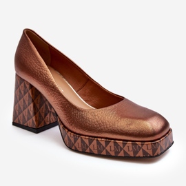 Sapatos de salto alto de couro Laura Messi 259/819-821 Cobre castanho 1