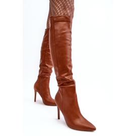 WS1 Botas femininas de salto alto acima do joelho, Sirenpha marrom castanho 2