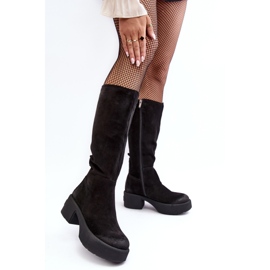Botas acima do joelho femininas de camurça Lemar Black Malayah preto 2