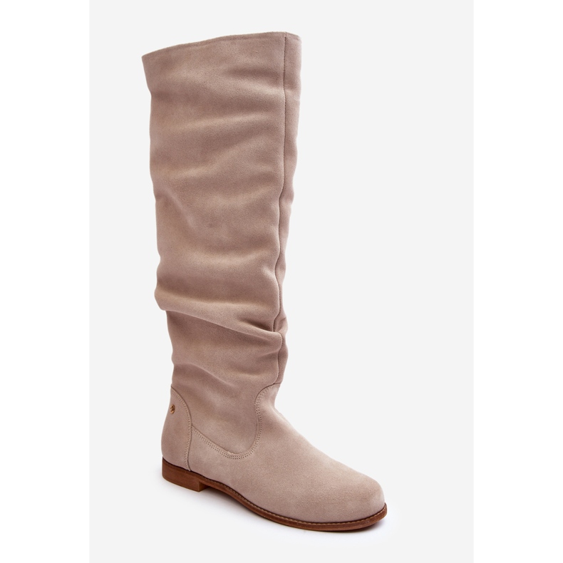 Botas femininas de camurça até o joelho Maciejka 05790-22 bege claro 1 Botas femininas de camurça até o joelho Maciejka 05790-22 bege claro 1