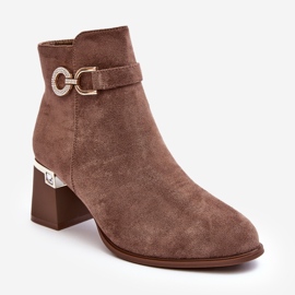 WJ2 Botins femininos de camurça marrom da moda Nola 1