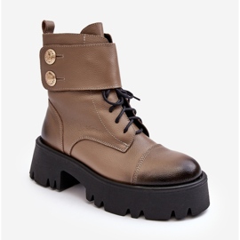 Botas femininas de couro Lemar Anceria bege 1