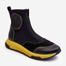 Botins femininos de couro com zíper Maciejka 06297-01 pretos 1 Botins femininos de couro com zíper Maciejka 06297-01 pretos 1