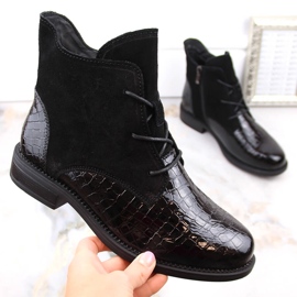 Botas pretas com isolamento de camurça envernizada de couro T.Sokolski 722 preto 1