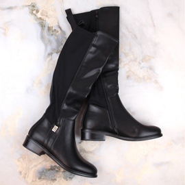 Botas femininas com borracha elástica, isoladas pretas Filippo DKZ4821 preto 1 Botas femininas com borracha elástica, isoladas pretas Filippo DKZ4821 preto 1