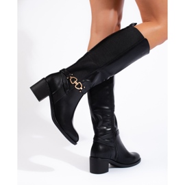 Botas pretas de salto baixo Shelovet preto 1