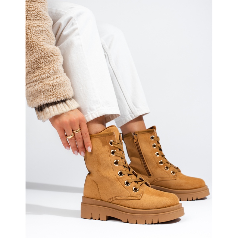 Trabalhadores de camurça camelo femininos Shelovet marrom 1