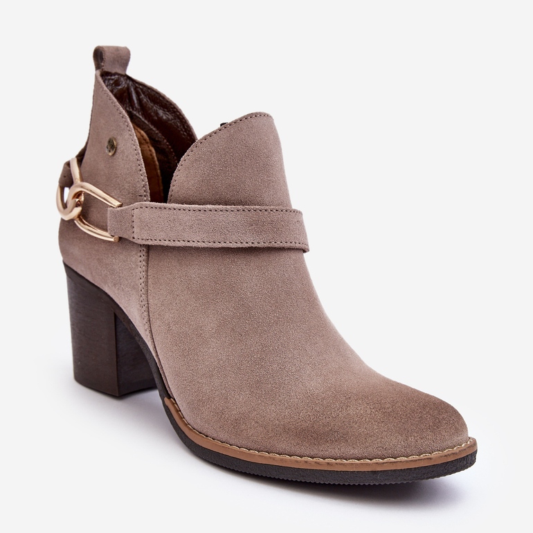 Botas femininas de camurça de salto alto Maciejka 06247-04 bege 1