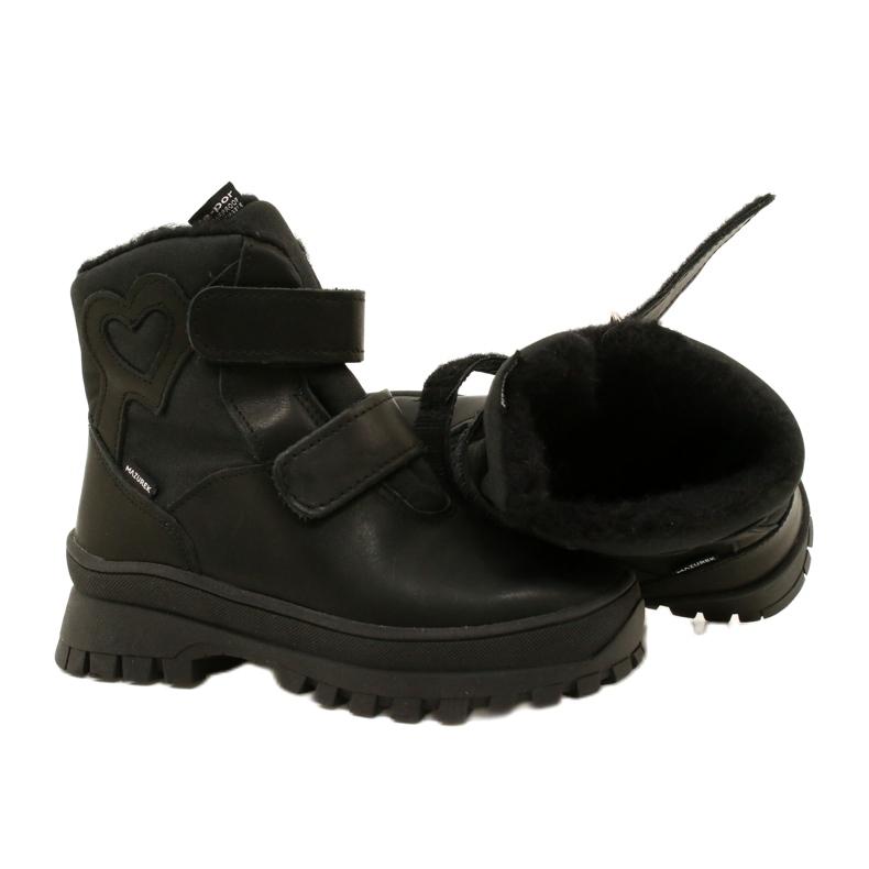 Botas de neve de couro botas impermeáveis ​​te-por-por Mazurek 1351 cardíaco preto 5
