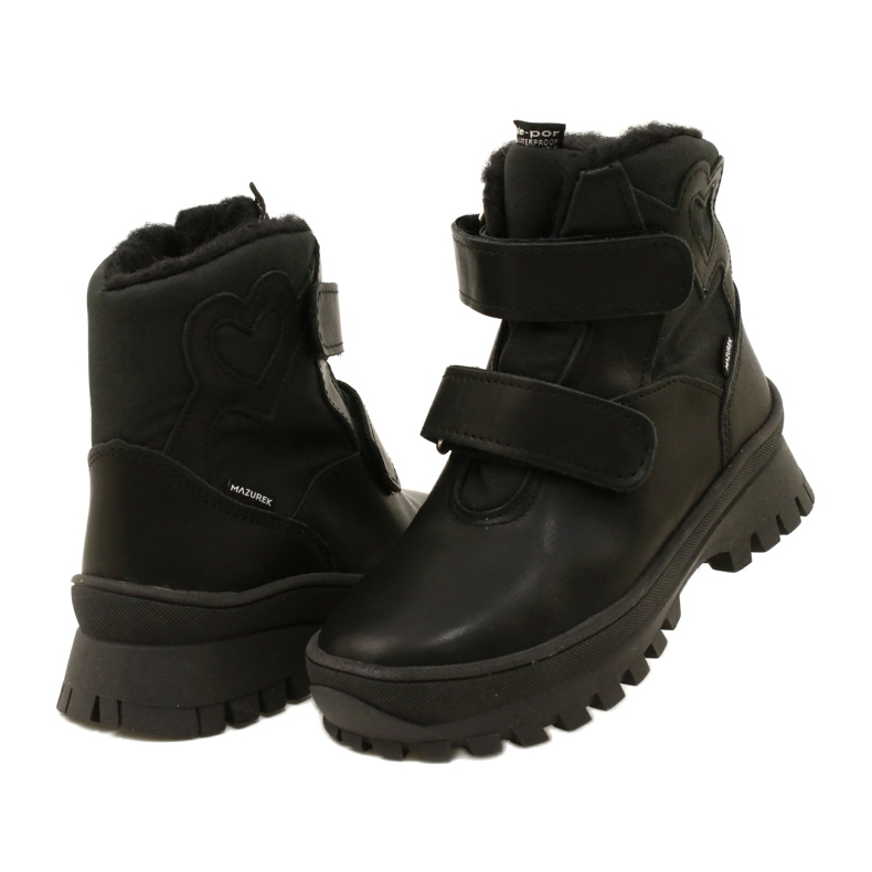 Botas de neve de couro botas impermeáveis ​​te-por-por Mazurek 1351 cardíaco preto 4