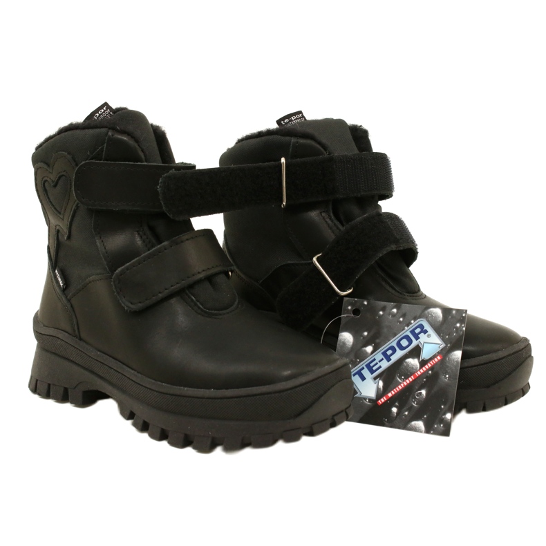 Botas de neve de couro botas impermeáveis ​​te-por-por Mazurek 1351 cardíaco preto 7