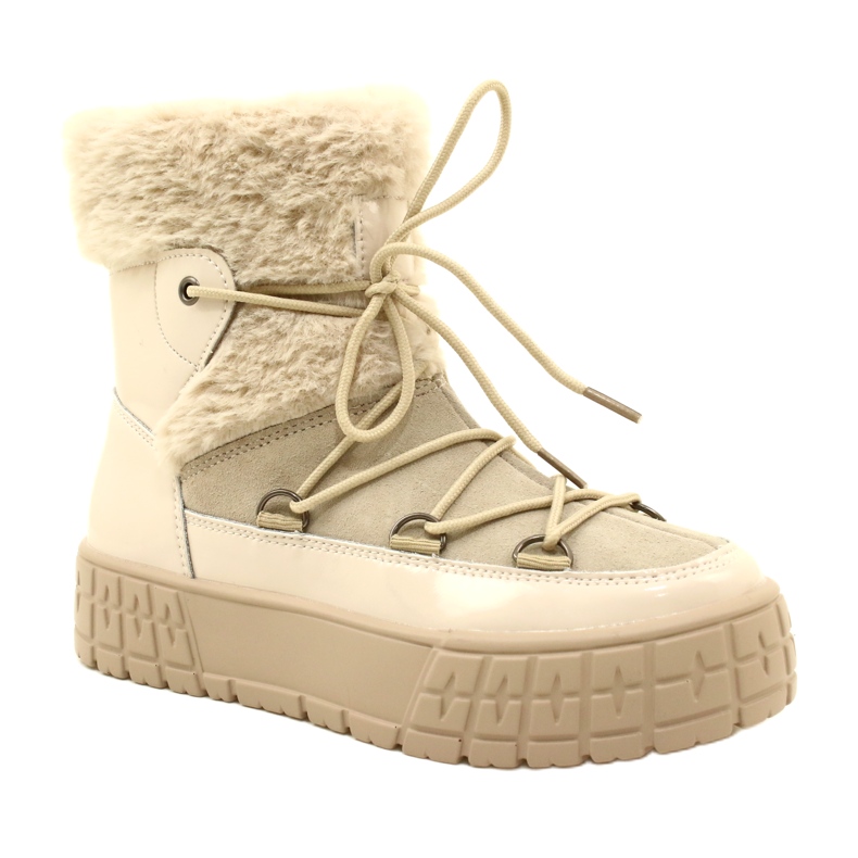 Filippo Botas de neve com pele bege envernizada 5