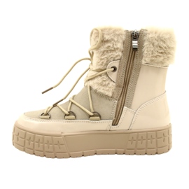 Filippo Botas de neve com pele bege envernizada 6
