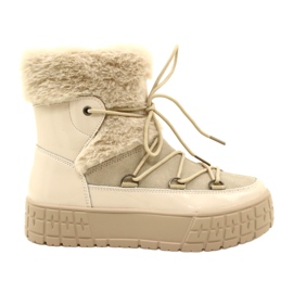 Filippo Botas de neve com pele bege envernizada 4