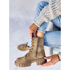 Bota Kelis Khaki com cadarço bege 1