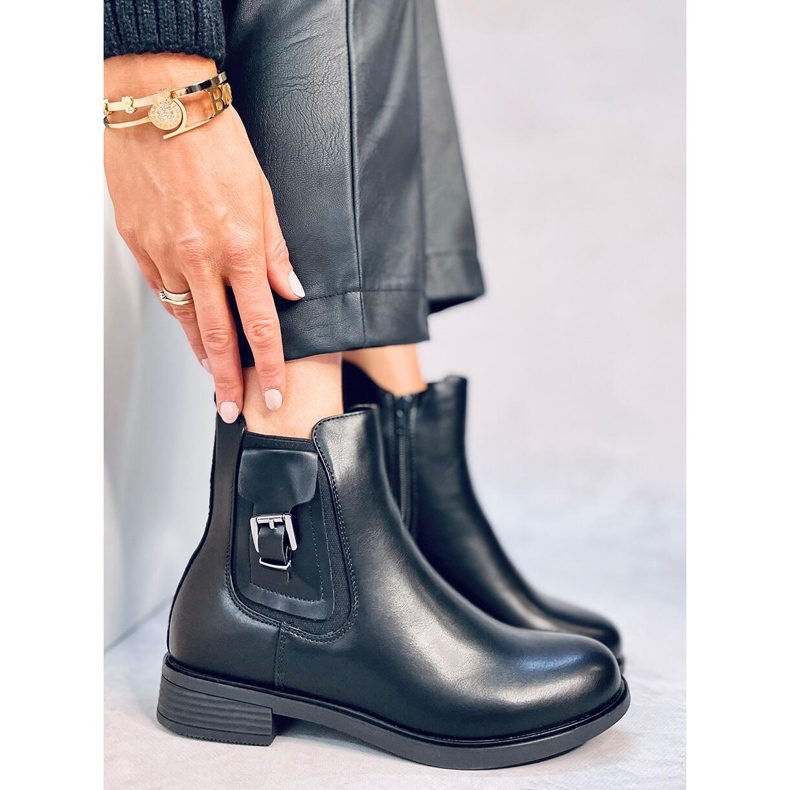 Boone Black Botas Chelsea de mulher preto 1