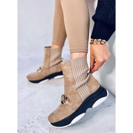 Botins de meia com corrente Simma LT.KHAKI bege 2
