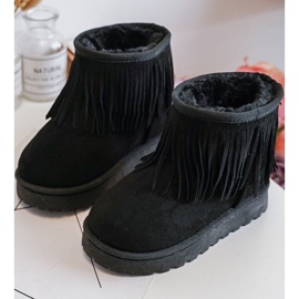 Botas de neve infantis isoladas com franjas decorativas, Black Nimia preto 1 Botas de neve infantis isoladas com franjas decorativas, Black Nimia preto 1