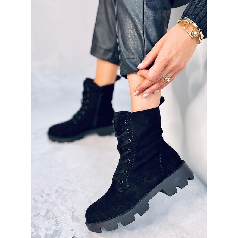 Bota de trabalho de camurça Pansy Black preto 2