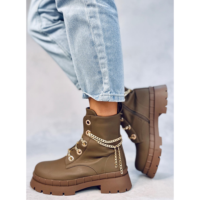 Bota Lohan Khaki com cadarço marrom 1