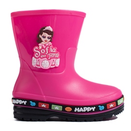 Botas infantis rosa Wellington com Princesa Shelovet 1