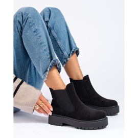 Botas Shelovet Chelsea de mulher de camurça preta preto 1