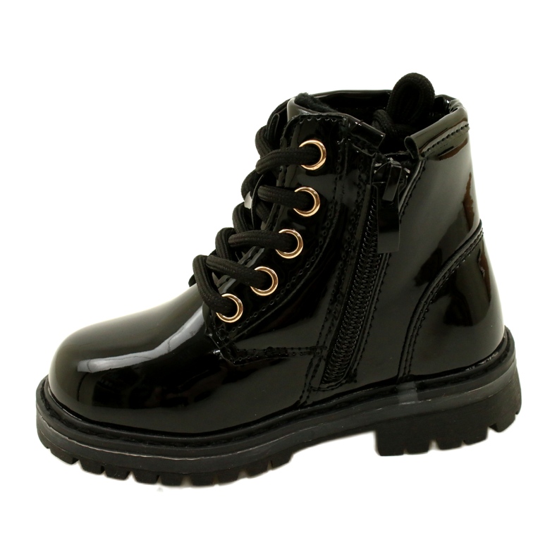 Miss Botas femininas de couro envernizado, estrela 23DZ23-6593, pretas preto 1