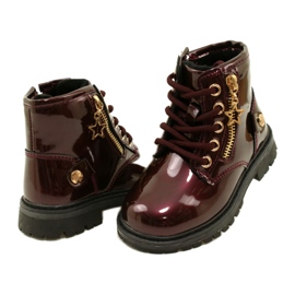 Miss Botas femininas, couro envernizado, estrela 23DZ23-6593, bordô vermelho 4